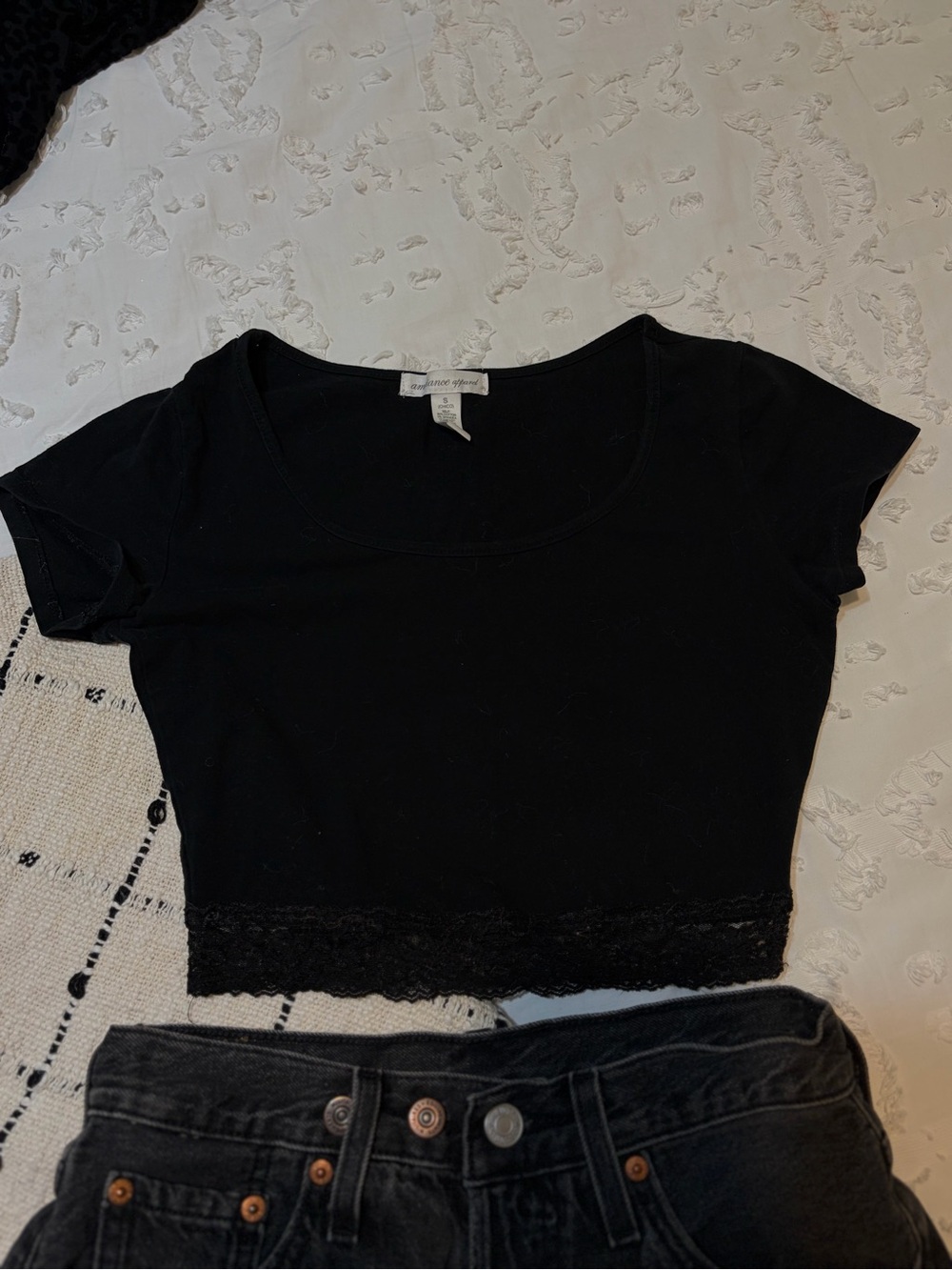 Black Ambiance Swoop Crop Top